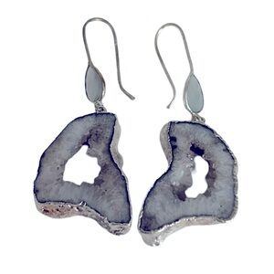 Agate .925 silver gemstone rock earring dangle new stone sparkly drop earring